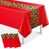 Mantel leopardo rojo de Jectivs, juego de 3, ideal para decorar fiestas temáticas