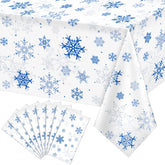 Mantel Jectivs con copos de nieve azul y blanco para mesa, ideal para fiestas