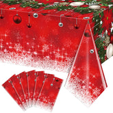 Mantel plástico navideño de Jectivs con bolas y árbol, ideal para decorar mesas.
