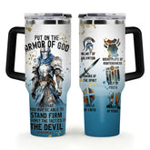 Jesuspirit Armadura de Dios, vaso térmico visto de frente para uso diario.