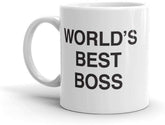 Taza JGTONG World's Best Boss Mug, vista frontal, ideal para comenzar la jornada.