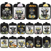 Guantes Jingmore para ollas con vaca Highland y bolsillo para agarre seguro