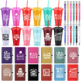 Vaso Jingmore de 24 oz con tapa y pajilla, ideal para llevar bebidas durante la jornada escolar