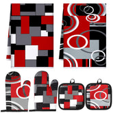 Jingmore: toallas de cocina geométricas rojas y negras para uso diario