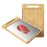 Jiwasio tabla doble cara titanio-bambú, superficie resistente para carne y verduras.