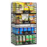 Cesta JKsmart apilable de metal con asas para despensa, ordena alimentos.