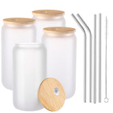 JMScape copa de vidrio esmerilado 16oz, set de 4, ideal para personalizar bebidas