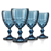 Copas de vino Joeyan azul con relieve embossado, añade elegancia a cualquier mesa.