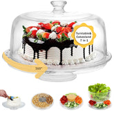 JOEY'Z plato rotatorio acrílico con tapa de 12 pulgadas, ideal para decorar y servir pasteles.