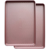 Bandejas JOHO BAKING rosado oro, juego de 2 para hornear grandes lotes.