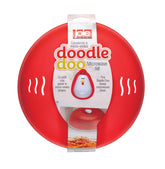 Tapa de microondas Joie Doodle Doo con diseño de gallo rojo para evitar salpicaduras.