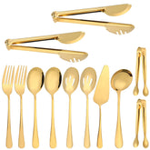 Cucharas para servir doradas de Josojoou, ideales para ensaladas y platos ligeros.