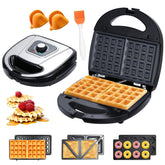 JOVELL mini gofre 3-en-1 con placas antiadherentes para gofres dorados.
