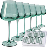 Copa de vino verde JOVGANK de 18oz, cristal libre de plomo para uso diario.