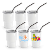 Vaso chupito Joyclub mini 3 onzas con tapa y pajilla, ideal para fiestas discretas.