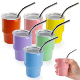 Joyclub mini vaso 3 onzas con tapa y pajilla, ideal para fiestas y regalos.