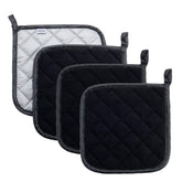 Manoplas Joyhalo para horno negro, cuatro piezas, manejo seguro de ollas y bandejas