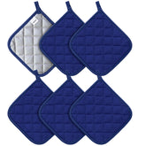 Joyhalo: seis pares guantes-horno de algodón azul oscuro para manipular ollas con seguridad.