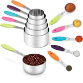 Joyhill tazas y cucharas de medición apilables en acero inoxidable para cocina ordenada