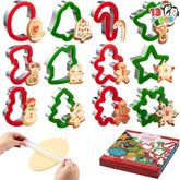 JOYIN conjunto de cortadores navideños con doce formas para galletas festivas.