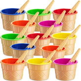 JoyServe copas de helado con cono de gofre, diseño divertido para fiestas.