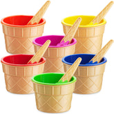 JoyServe vasitos de helado con cono de waffle en amarillo, ideales para fiestas.