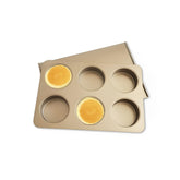 JSJMOFA pan muffin top de 6 cavidades, vista frontal, ideal para muffins altos.