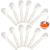 Conjunto Jucoan de 12 cucharas de caviar de perla para mesa navideña.