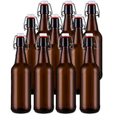 Jucoan: botellas de vidrio ámbar 16 oz con tapa abatible para fermentación.