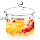Jucoan olla vidrio 1.5L con tapa: observa la cocción sin abrir.