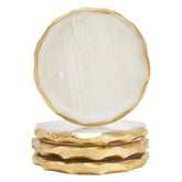 Posavasos Juvale de selenita con geoda y borde dorado protegen superficies con estilo.