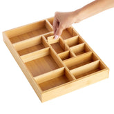 Juvale Organizador de cajón con bambú y 8 compartimentos para ordenar utensilios.