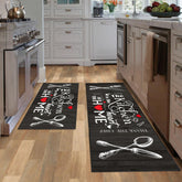 Alfombra JWXCBIM cocina de estilo granja blanco y negro para interiores.