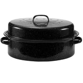 Bandeja oval esmaltada JY COOKMENT de 19 pulgadas con tapa abovedada para asados grandes.