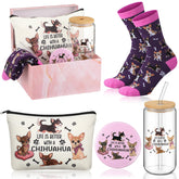Vaso de cristal 16 oz con diseño chihuahua de Kacctyen, ideal para bebidas diarias