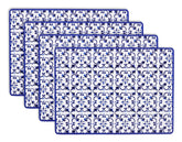 KAF Home posaplatos de corcho Chateau azul con azulejo mediterráneo, acabado brillante para mesa diaria.