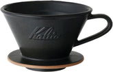 Kalita goteador Mino Ware en cerámica arena negro, ideal para 2-4 personas.