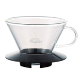 Kalita Wave 185 negro, vista frontal, preparado para una extracción equilibrada de café.