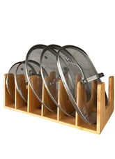 kandohaus organizador de bambú para armario de cocina, ideal para tapas y ollas.