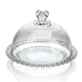 Kanpura plato tarta cristal 7 pulgadas con cupula para exhibir pasteles con estilo.