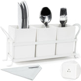 KAQAHIDO organizador de utensilios para cocina con 3 compartimentos, mantiene la encimera ordenada.