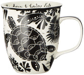 Karma taza de estilo bohemio con tortuga marina, ideal para café matutino.