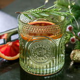 Kate Aspen vasos retro arco floral ribbed verde, ideal para cócteles elegantes.