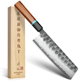 Kawahiro Nakiri 7 pulgadas, hoja forjada negra, filo estable para cortes precisos