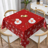 Mantel Kawani navidad cuadrado 60 pulgadas copos de nieve rojos para mesa festiva.