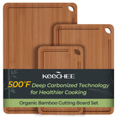 Keechee tabla de cortar de bambú, vista superior; ideal para picar verduras.