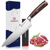 KEEMAKE cuchillo chef 8 pulgadas, hoja alto carbono para cortes precisos