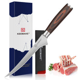 KEEMAKE cuchillo deshuesar 6 pulgadas con filo preciso para deshuesar fácil y limpio.