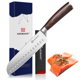 KEEMAKE Santoku de 7 pulgadas con hoja de acero inoxidable lista para cortar verduras