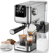 KEENSTAR Espresso: visión frontal de la máquina en acero inoxidable, ideal para cocinas modernas.